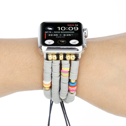 Bohemian Style Soft Ceramic Beaded Strap For Apple Series 7 41mm / 6 & SE & 5 & 4 40mm / 3 & 2 & 1 38mm(Grey) by bashfashion
