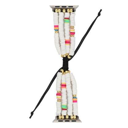 Bohemian Style Soft Ceramic Beaded Strap For Apple Series 7 41mm / 6 & SE & 5 & 4 40mm / 3 & 2 & 1 38mm(White) by bashfashion