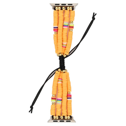 Bohemian Style Soft Ceramic Beaded Strap For Apple Series 7 41mm / 6 & SE & 5 & 4 40mm / 3 & 2 & 1 38mm(Yellow) by bashfashion