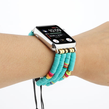 Bohemian Style Soft Ceramic Beaded Strap For Apple Series 7 41mm / 6 & SE & 5 & 4 40mm / 3 & 2 & 1 38mm(Blue) by bashfashion