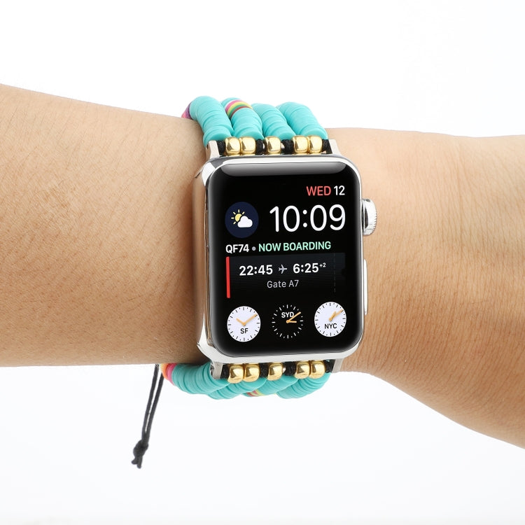 Bohemian Style Soft Ceramic Beaded Strap For Apple Series 7 41mm / 6 & SE & 5 & 4 40mm / 3 & 2 & 1 38mm(Blue) by bashfashion