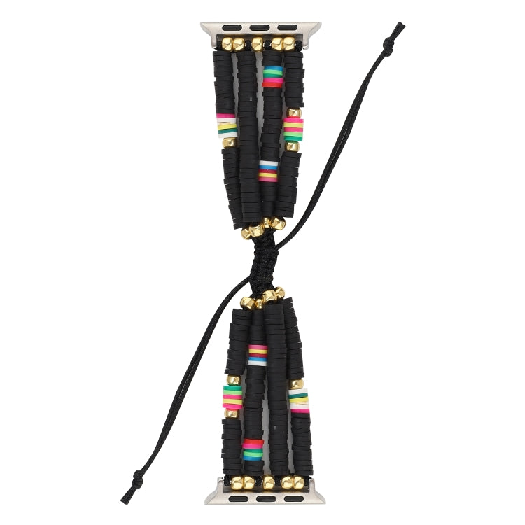 Bohemian Style Soft Ceramic Beaded Strap For Apple Series 7 41mm / 6 & SE & 5 & 4 40mm / 3 & 2 & 1 38mm(Black) by bashfashion