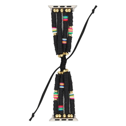 Bohemian Style Soft Ceramic Beaded Strap For Apple Series 7 41mm / 6 & SE & 5 & 4 40mm / 3 & 2 & 1 38mm(Black) by bashfashion