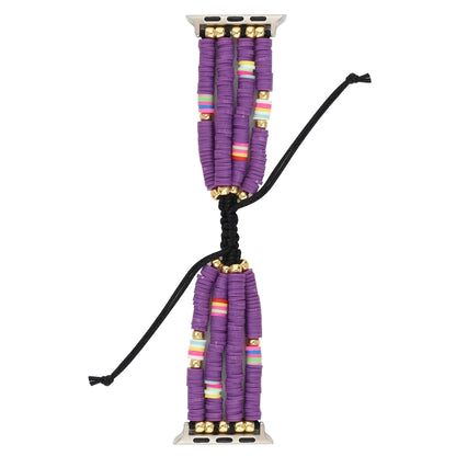 Bohemian Style Soft Ceramic Beaded Strap For Apple Series 7 45mm / 6 & SE & 5 & 4 44mm / 3 & 2 & 1 42mm(Purple) by bashfashion