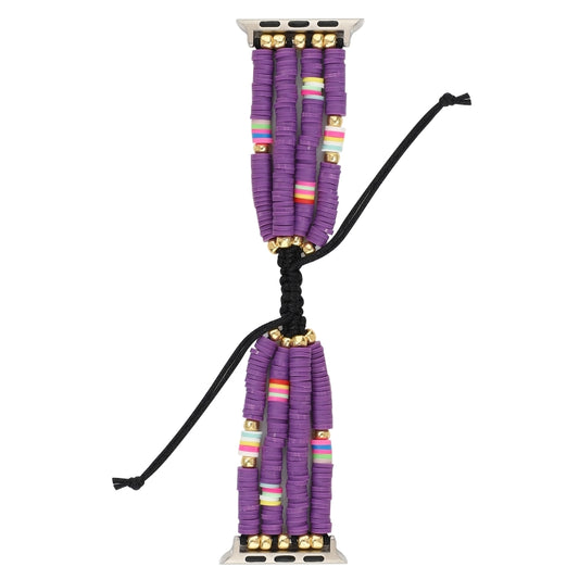 Bohemian Style Soft Ceramic Beaded Strap For Apple Series 7 45mm / 6 & SE & 5 & 4 44mm / 3 & 2 & 1 42mm(Purple) by bashfashion