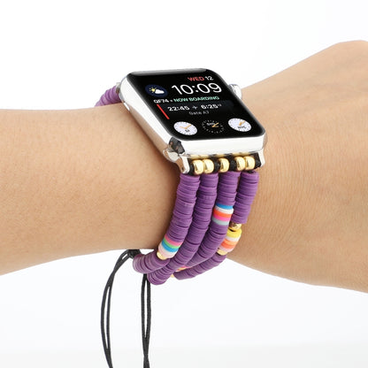 Bohemian Style Soft Ceramic Beaded Strap For Apple Series 7 45mm / 6 & SE & 5 & 4 44mm / 3 & 2 & 1 42mm(Purple) by bashfashion