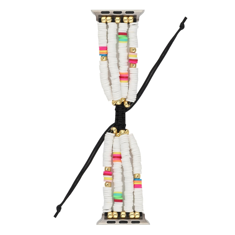 Bohemian Style Soft Ceramic Beaded Strap For Apple Series 7 45mm / 6 & SE & 5 & 4 44mm / 3 & 2 & 1 42mm(White) by bashfashion