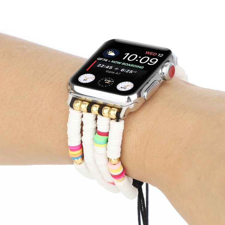 Bohemian Style Soft Ceramic Beaded Strap For Apple Series 7 45mm / 6 & SE & 5 & 4 44mm / 3 & 2 & 1 42mm(White) by bashfashion