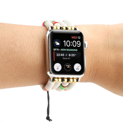 Bohemian Style Soft Ceramic Beaded Strap For Apple Series 7 45mm / 6 & SE & 5 & 4 44mm / 3 & 2 & 1 42mm(White) by bashfashion