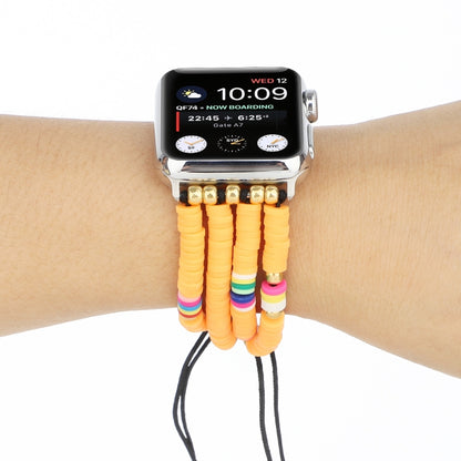 Bohemian Style Soft Ceramic Beaded Strap For Apple Series 7 45mm / 6 & SE & 5 & 4 44mm / 3 & 2 & 1 42mm(Yellow) by bashfashion