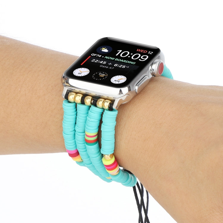 Bohemian Style Soft Ceramic Beaded Strap For Apple Series 7 45mm / 6 & SE & 5 & 4 44mm / 3 & 2 & 1 42mm(Blue) by bashfashion