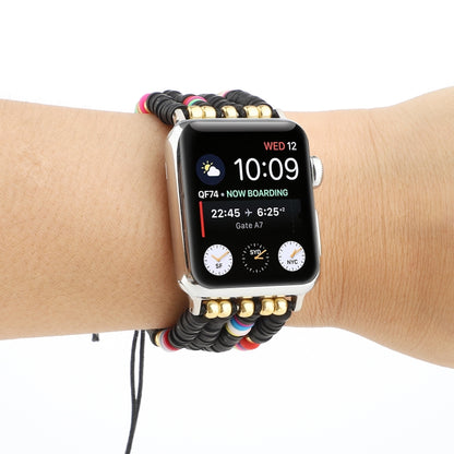 Bohemian Style Soft Ceramic Beaded Strap For Apple Series 7 45mm / 6 & SE & 5 & 4 44mm / 3 & 2 & 1 42mm(Black) by bashfashion