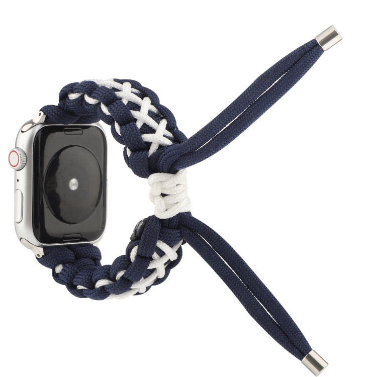 Braided Umbrella Cord Strap For Apple Series 7 41mm / 6 & SE & 5 & 4 40mm / 3 & 2 & 1 38mm(Royal Blue White) by bashfashion