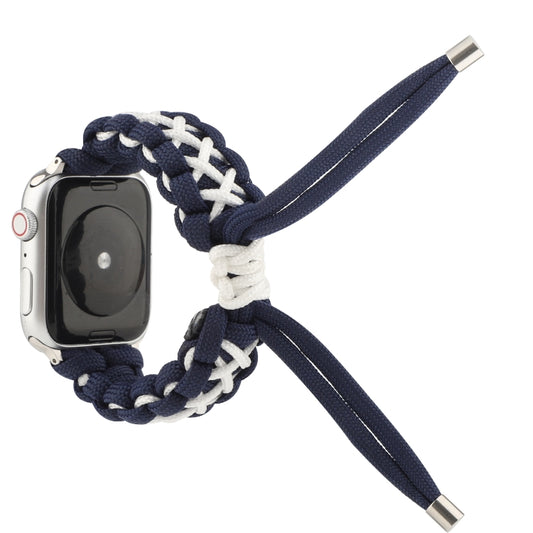Braided Umbrella Cord Strap For Apple Series 7 41mm / 6 & SE & 5 & 4 40mm / 3 & 2 & 1 38mm(Royal Blue White) by bashfashion
