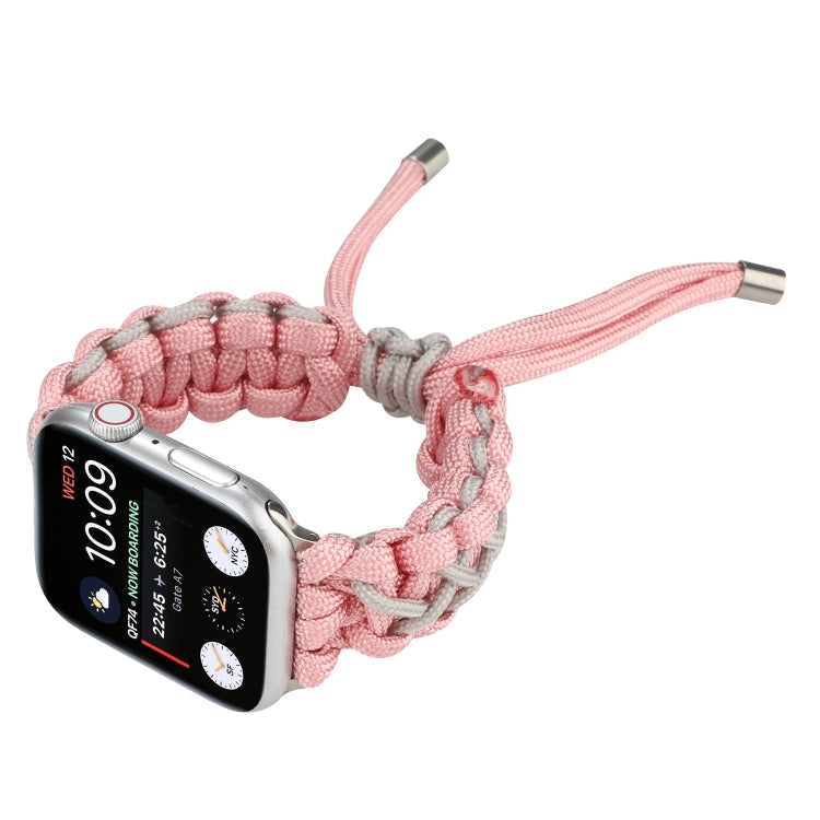 Braided Umbrella Cord Strap For Apple Series 7 41mm / 6 & SE & 5 & 4 40mm / 3 & 2 & 1 38mm(Pink) by bashfashion