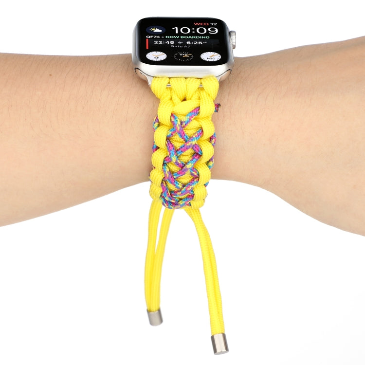 Braided Umbrella Cord Strap For Apple Series 7 41mm / 6 & SE & 5 & 4 40mm / 3 & 2 & 1 38mm(Yellow) by bashfashion