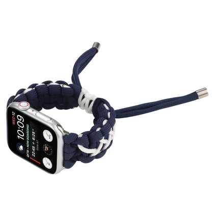 Braided Umbrella Cord Strap For Apple Series 7 45mm / 6 & SE & 5 & 4 44mm / 3 & 2 & 1 42mm(Royal Blue White) by bashfashion