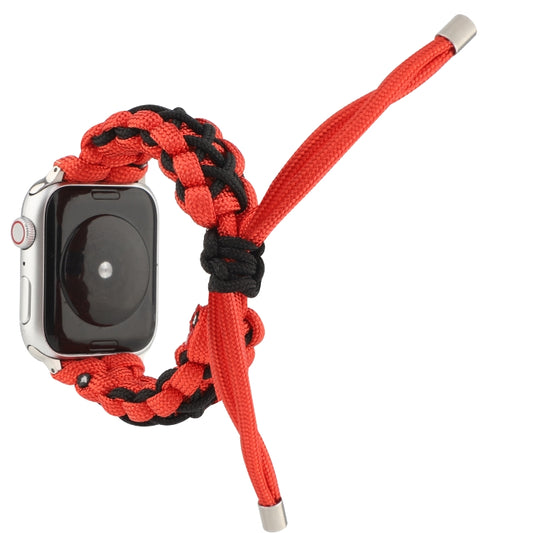 Braided Umbrella Cord Strap For Apple Series 7 45mm / 6 & SE & 5 & 4 44mm / 3 & 2 & 1 42mm(Black Red) by bashfashion