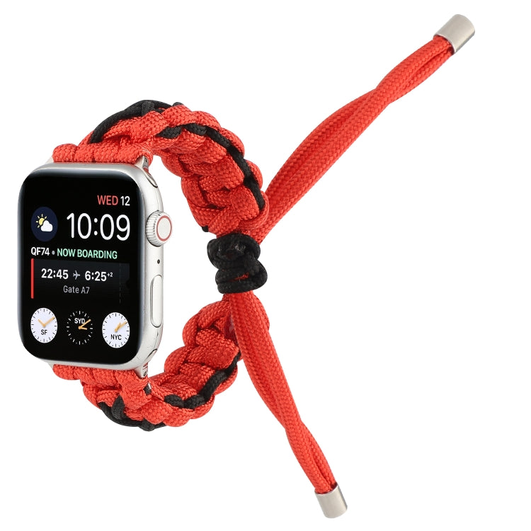 Braided Umbrella Cord Strap For Apple Series 7 45mm / 6 & SE & 5 & 4 44mm / 3 & 2 & 1 42mm(Black Red) by bashfashion