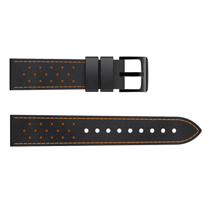 For Samsung Galaxy Watch 3 45mm Round Hole Line Leather Watch Band(Black Leather Orange Line Point) by bashfashion