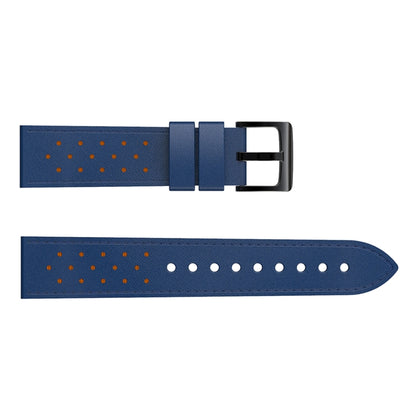 For Samsung Galaxy Watch 3 45mm Round Hole Line Leather Watch Band(Blue Leather Line Orange Point) by bashfashion