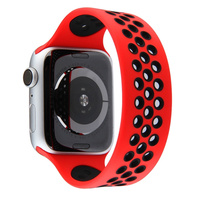 Elastic Silicone Watch Band For Apple Watch Series 7 41mm / 6 & SE & 5 & 4 40mm / 3 & 2 & 1 38mm, Length:150mm(Red Black) by bashfashion