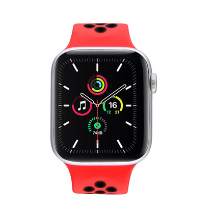 Elastic Silicone Watch Band For Apple Watch Series 7 41mm / 6 & SE & 5 & 4 40mm / 3 & 2 & 1 38mm, Length:150mm(Red Black) by bashfashion