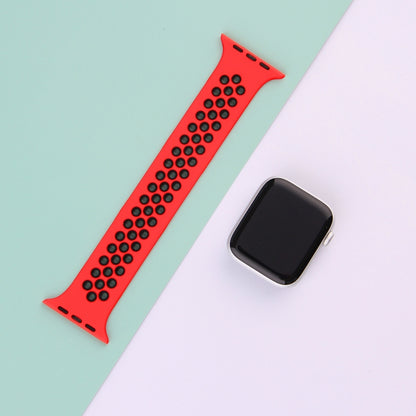 Elastic Silicone Watch Band For Apple Watch Series 7 41mm / 6 & SE & 5 & 4 40mm / 3 & 2 & 1 38mm, Length:150mm(Red Black) by bashfashion