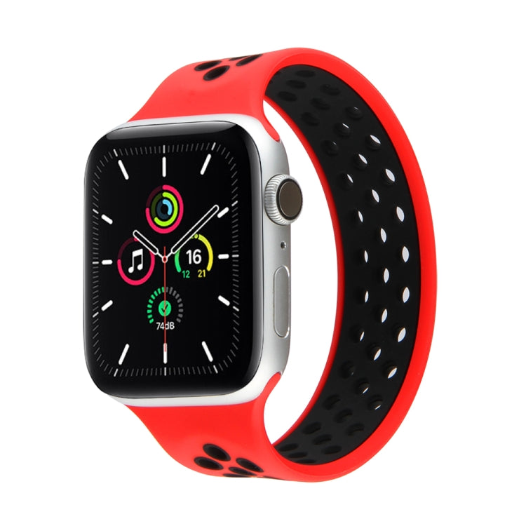 Elastic Silicone Watch Band For Apple Watch Series 7 45mm / 6 & SE & 5 & 4 44mm / 3 & 2 & 1 42mm, Length:150mm(Red Black) by bashfashion
