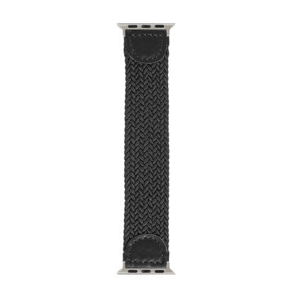 Nylon + Leather Braided Watch Band For Apple Watch Series 9&8&7 41mm / SE 3&SE 2&6&SE&5&4 40mm / 3&2&1 38mm, Size:S(Black) by bashfashion