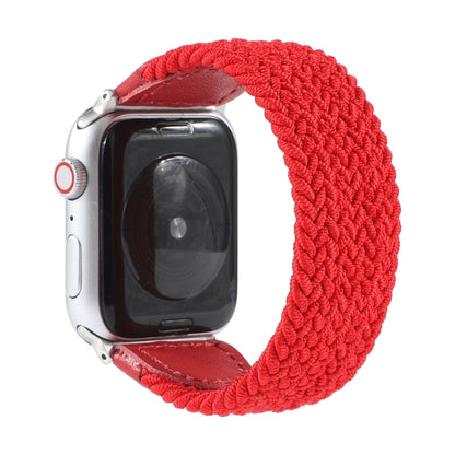 Nylon + Leather Braided Watch Band For Apple Watch Series 9&8&7 41mm / SE 3&SE 2&6&SE&5&4 40mm / 3&2&1 38mm, Size:L(Red) by bashfashion