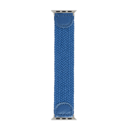Nylon + Leather Braided Watch Band For Apple Watch Series 9&8&7 41mm / SE 3&SE 2&6&SE&5&4 40mm / 3&2&1 38mm, Size:L(Blue) by bashfashion