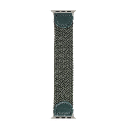 Nylon + Leather Braided Watch Band For Apple Watch Ultra 49mm&Watch Ultra 2 49mm / Series 9&8&7 45mm / SE 3&SE 2&6&SE&5&4 44mm / 3&2&1 42mm, Size:S(Army Green) by bashfashion