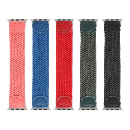 Nylon + Leather Braided Watch Band For Apple Watch Ultra 49mm&Watch Ultra 2 49mm / Series 9&8&7 45mm / SE 3&SE 2&6&SE&5&4 44mm / 3&2&1 42mm, Size:S(Blue) by bashfashion