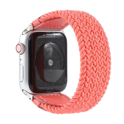 Nylon + Leather Braided Watch Band For Apple Watch Ultra 49mm&Watch Ultra 2 49mm / Series 9&8&7 45mm / SE 3&SE 2&6&SE&5&4 44mm / 3&2&1 42mm, Size:S(Rose Red) by bashfashion