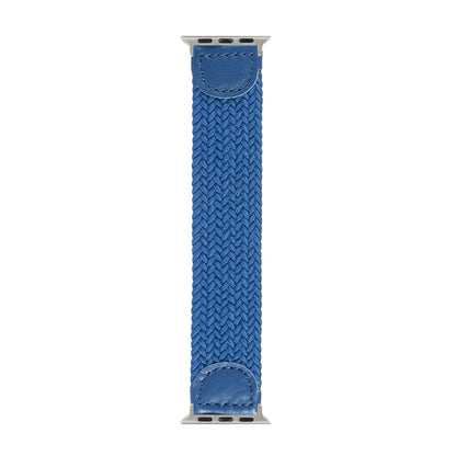 Nylon + Leather Braided Watch Band For Apple Watch Series 7 45mm / 6 & SE & 5 & 4 44mm / 3 & 2 & 1 42mm, Size:M(Blue) by bashfashion