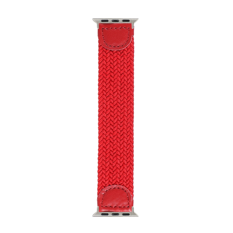 Nylon + Leather Braided Watch Band For Apple Watch Ultra 49mm&Watch Ultra 2 49mm / Series 9&8&7 45mm / SE 3&SE 2&6&SE&5&4 44mm / 3&2&1 42mm, Size:L(Red) by bashfashion