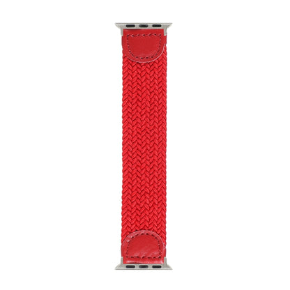 Nylon + Leather Braided Watch Band For Apple Watch Ultra 49mm&Watch Ultra 2 49mm / Series 9&8&7 45mm / SE 3&SE 2&6&SE&5&4 44mm / 3&2&1 42mm, Size:L(Red) by bashfashion