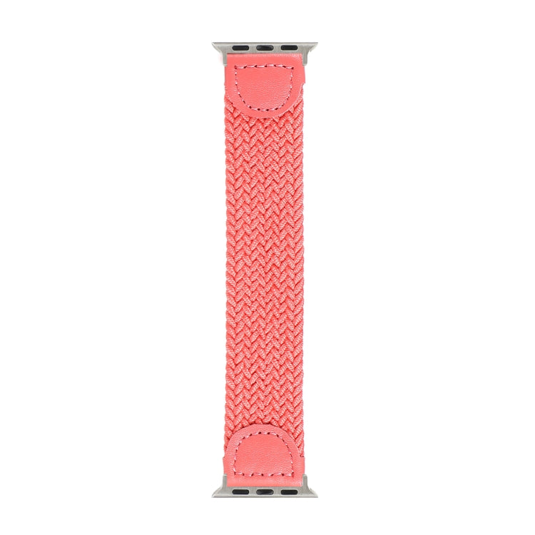 Nylon + Leather Braided Watch Band For Apple Watch Ultra 49mm&Watch Ultra 2 49mm / Series 9&8&7 45mm / SE 3&SE 2&6&SE&5&4 44mm / 3&2&1 42mm, Size:L(Rose Red) by bashfashion