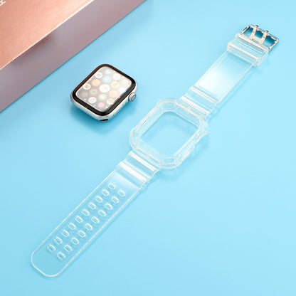 Transparent TPU Integrated Watch Band For Apple Watch Series 9&8&7 41mm / SE 3&SE 2&6&SE&5&4 40mm / 3&2&1 38mm(White) by bashfashion