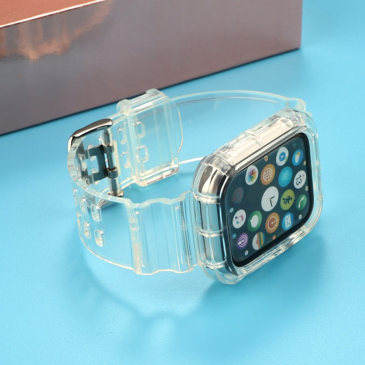 Transparent TPU Integrated Watch Band For Apple Watch Series 9&8&7 41mm / SE 3&SE 2&6&SE&5&4 40mm / 3&2&1 38mm(White) by bashfashion