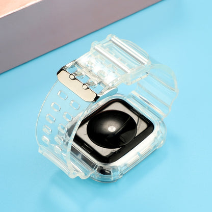 Transparent TPU Integrated Watch Band For Apple Watch Series 9&8&7 41mm / SE 3&SE 2&6&SE&5&4 40mm / 3&2&1 38mm(White) by bashfashion