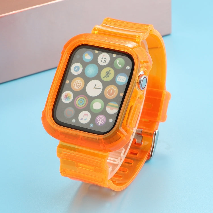 Transparent TPU Integrated Watch Band For Apple Watch Series 7 41mm / 6 & SE & 5 & 4 40mm / 3 & 2 & 1 38mm(Orange) by bashfashion