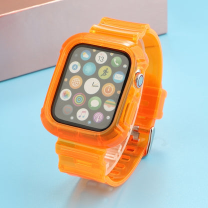 Transparent TPU Integrated Watch Band For Apple Watch Series 7 41mm / 6 & SE & 5 & 4 40mm / 3 & 2 & 1 38mm(Orange) by bashfashion