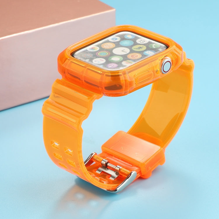 Transparent TPU Integrated Watch Band For Apple Watch Series 7 41mm / 6 & SE & 5 & 4 40mm / 3 & 2 & 1 38mm(Orange) by bashfashion