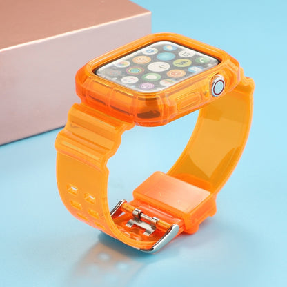 Transparent TPU Integrated Watch Band For Apple Watch Series 7 41mm / 6 & SE & 5 & 4 40mm / 3 & 2 & 1 38mm(Orange) by bashfashion