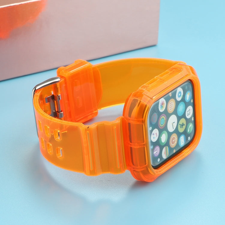 Transparent TPU Integrated Watch Band For Apple Watch Series 7 41mm / 6 & SE & 5 & 4 40mm / 3 & 2 & 1 38mm(Orange) by bashfashion