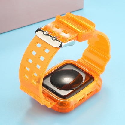 Transparent TPU Integrated Watch Band For Apple Watch Series 7 41mm / 6 & SE & 5 & 4 40mm / 3 & 2 & 1 38mm(Orange) by bashfashion