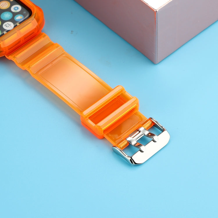 Transparent TPU Integrated Watch Band For Apple Watch Series 7 41mm / 6 & SE & 5 & 4 40mm / 3 & 2 & 1 38mm(Orange) by bashfashion