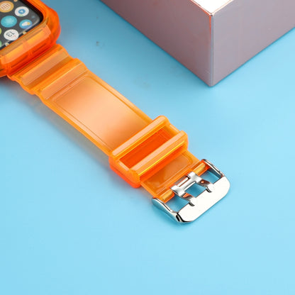 Transparent TPU Integrated Watch Band For Apple Watch Series 7 41mm / 6 & SE & 5 & 4 40mm / 3 & 2 & 1 38mm(Orange) by bashfashion